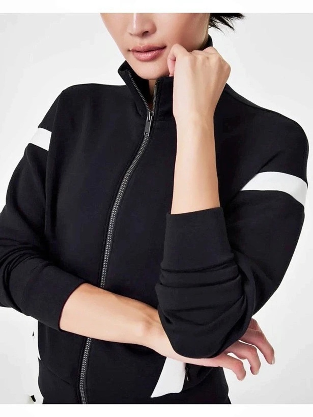 SPANX AirEssentials Colorblock Track Jacket Black & White NWOT- 2X
